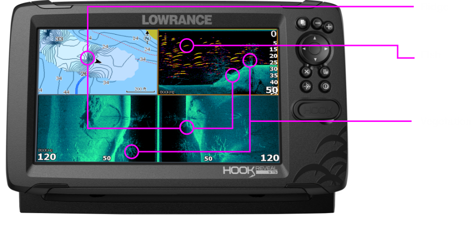 Lowrance HOOK Reveal 9 TripleShot Transducer Chartplotter Fishfinder