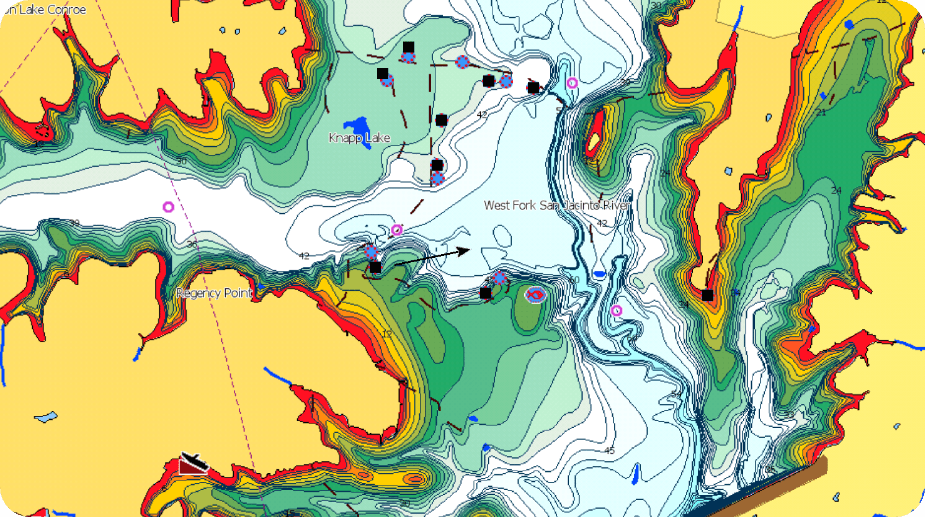 Map showing contours